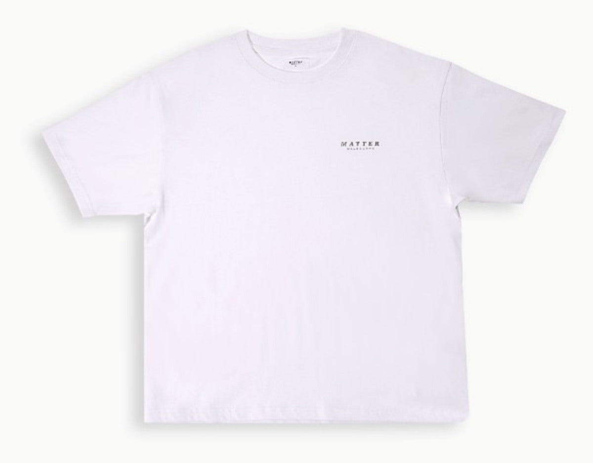 Matter Melbourne white t-shirt laid flat